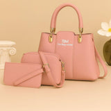 Stylish Women's 3 Pcs Rexine Hand Bag Set - Plain Design