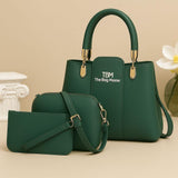 Stylish Women's 3 Pcs Rexine Hand Bag Set - Plain Design