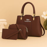 Stylish Women's 3 Pcs Rexine Hand Bag Set - Plain Design
