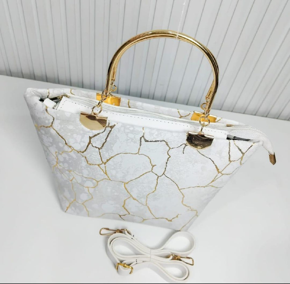 Chic Girl's Velvet Printed Hand Bag - 1 Pc