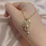 Sunflower Design Gold Plated Zircon Pendant