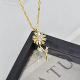 Sunflower Design Gold Plated Zircon Pendant