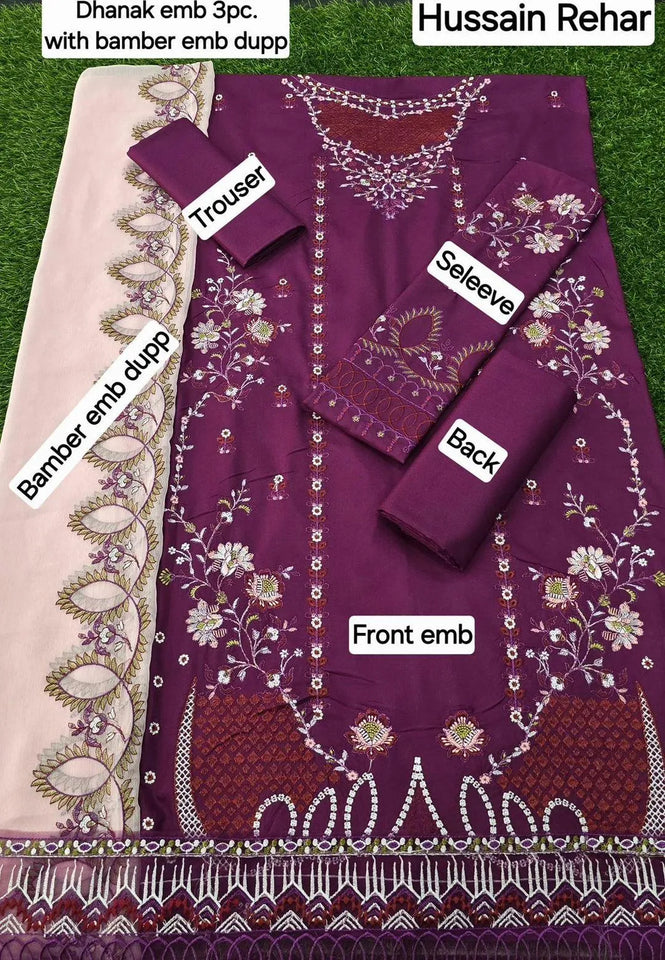 3 Pcs cs Women's Unstitched Embroidered Suit