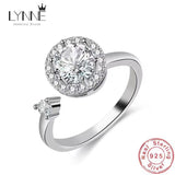 Silver Multi-Charm Adjustable Ring with Zircon Stone - 1 Pc