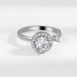 Silver Multi-Charm Adjustable Ring with Zircon Stone - 1 Pc