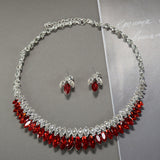 Bridal jewelry three-piece Korean wedding accessories fashion zircon large glass necklace earrings luxury suit wholesale