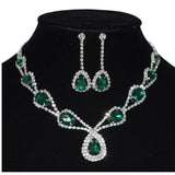 European and American temperament bridal jewelry set wedding jewelry green water drop necklace earrings set Jewelry Set