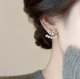 Stylish Pearl Stone Gold Plated Earrings - 2 Pcs