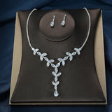 Foreign trade luxury zircon necklace earrings suit wedding accessories temperament bridal jewelry suit Jewelry Set