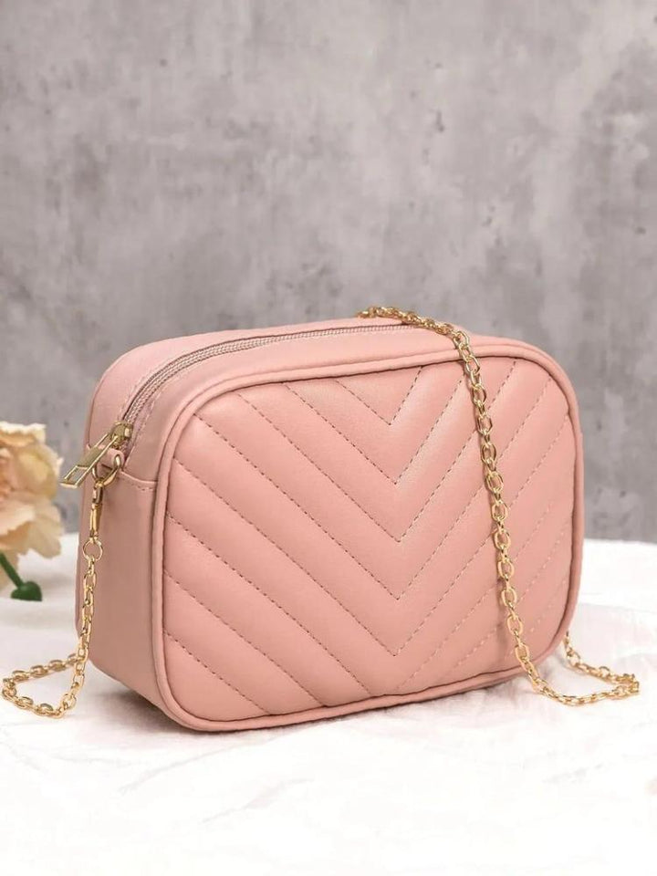 Women's Pink PU Leather Crossbody Bag, C-AR-3