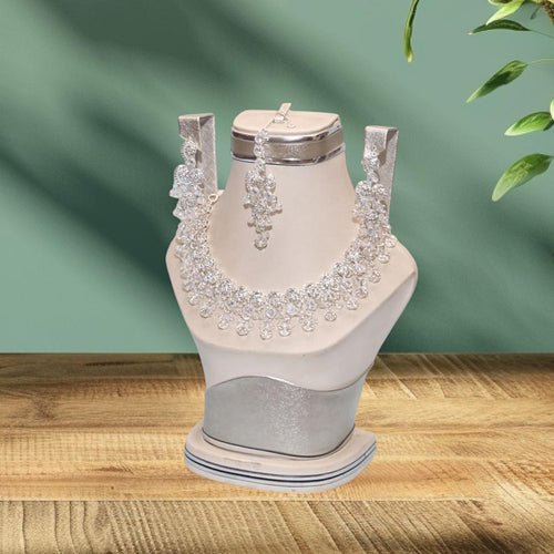 Fancy Silver Plated Crystal Bridal Set