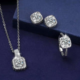 Pcs Silver Plated Square Design Crystal Jewelry Set for Women