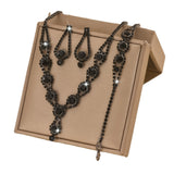 Product Name*: Amazon Explosions European and American Style Elegant Black Bridal Necklace Earrings Bracelet Three-Piece Set Necklace Set