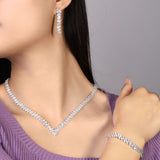 Cross-Border Hot-Selling Jewelry Set Necklace Three-Piece High-End Exquisite Bridal Necklace Set Jewelry Sets