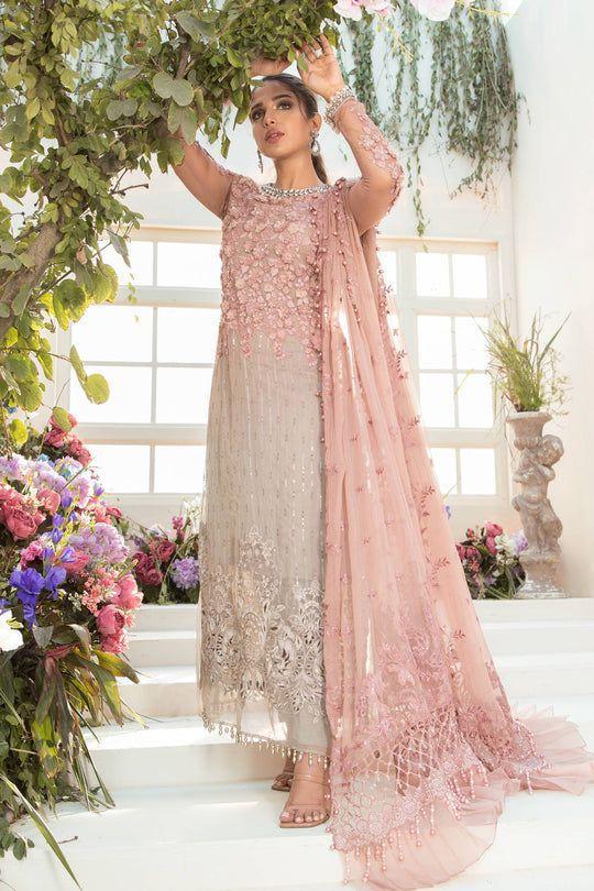 Exquisite 3 Pcs Chiffon Embroidered Suit in Pink