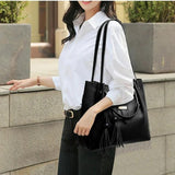 Women's PU Leather Plain Hand Bag Set
