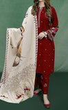 3 Pcs Women's Unstitched Embroidered Suit