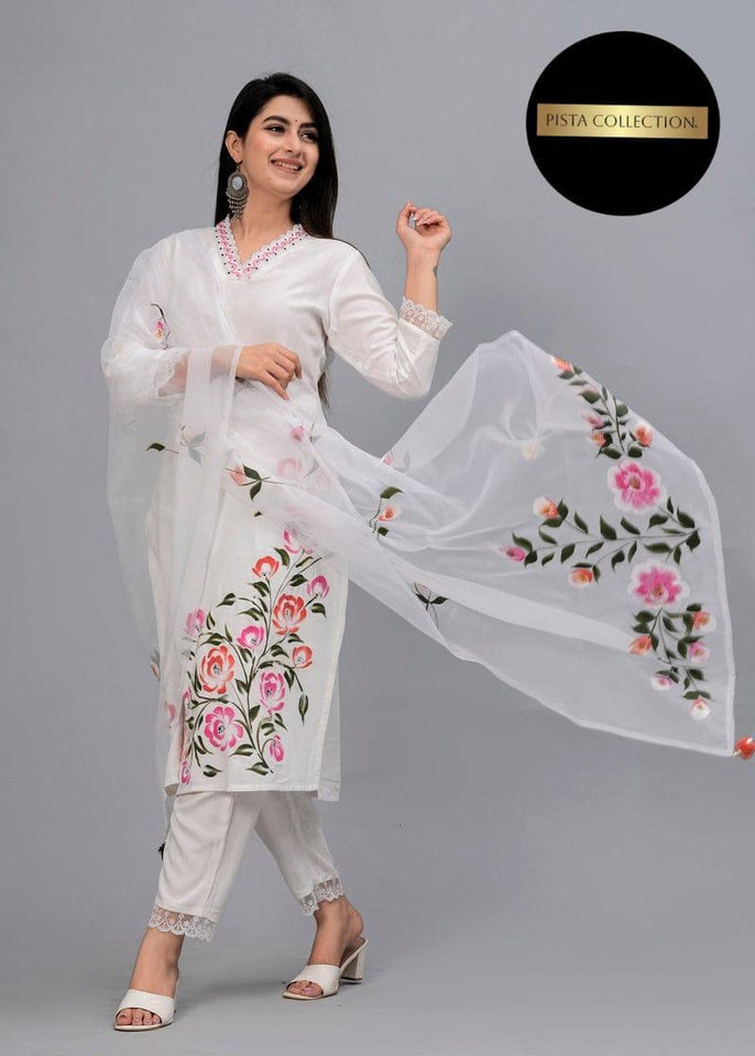 3 Pcs Women's Stitched Embroidered Suit