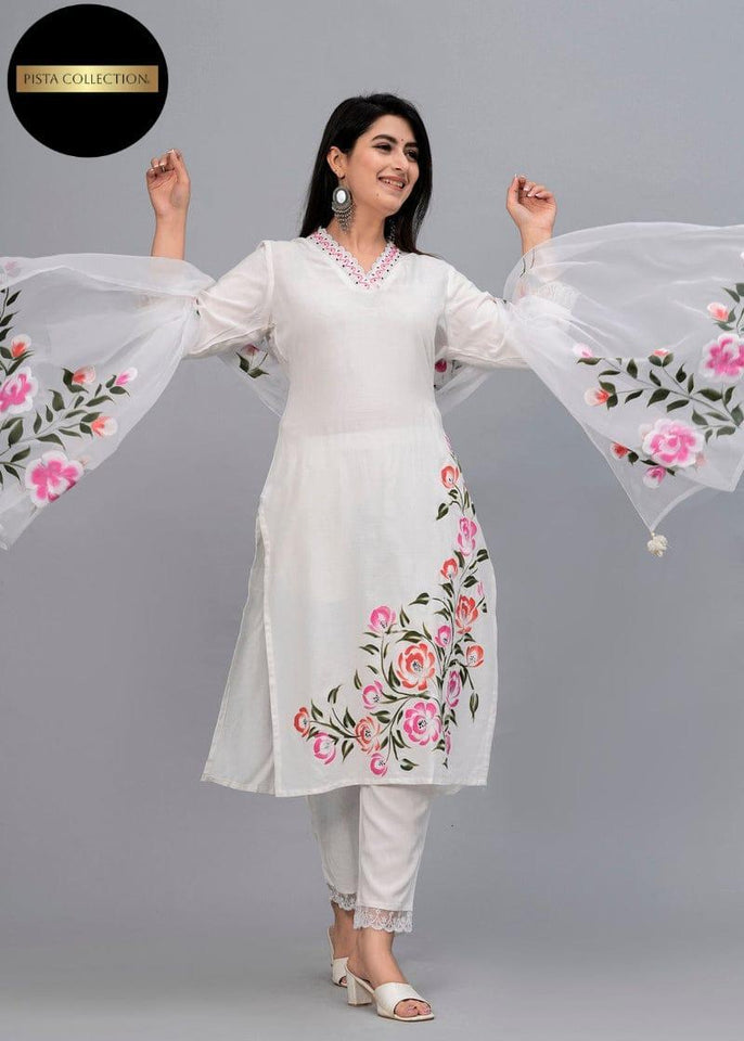 3 Pcs Women's Stitched Embroidered Suit