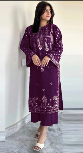2 Pcs Women's Unstitched Embroidered Suit
