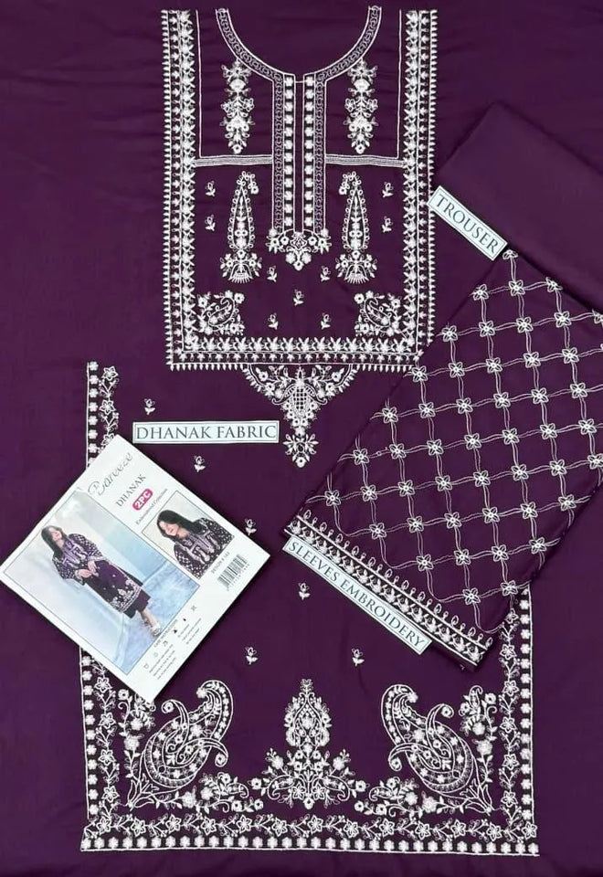 2 Pcs Women's Unstitched Embroidered Suit