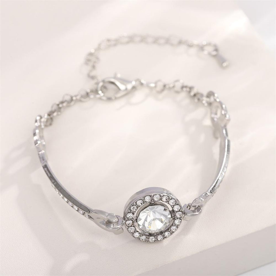 1 Pc Silver Plated Rhinestone Chain Bracelet