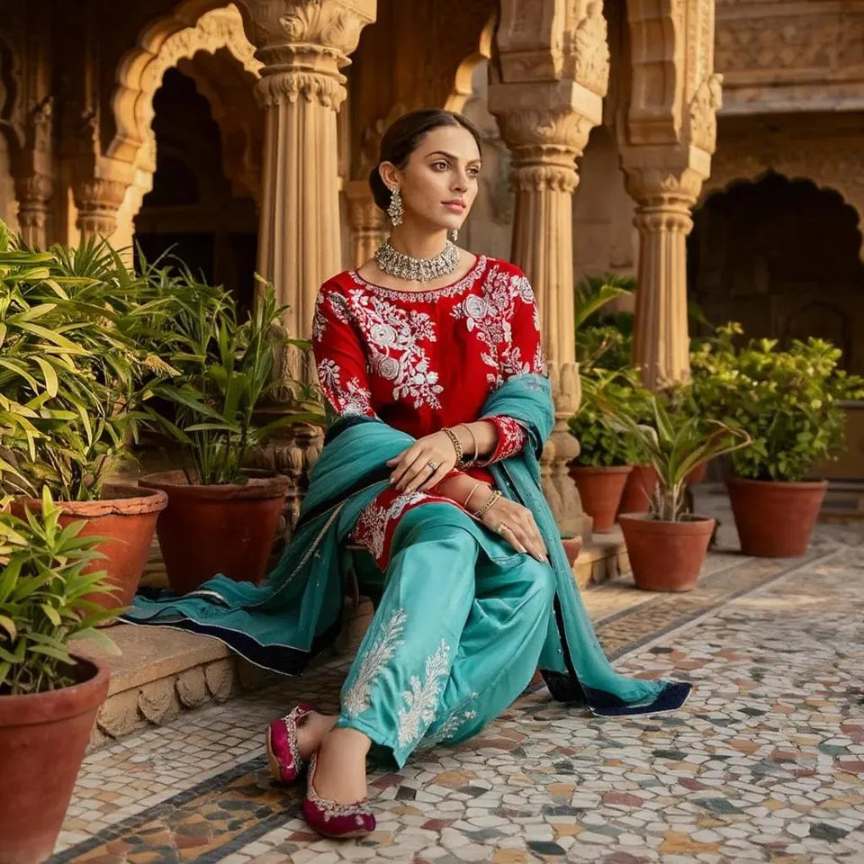 2 Pcs Women's Unstitched Embroidered Suit