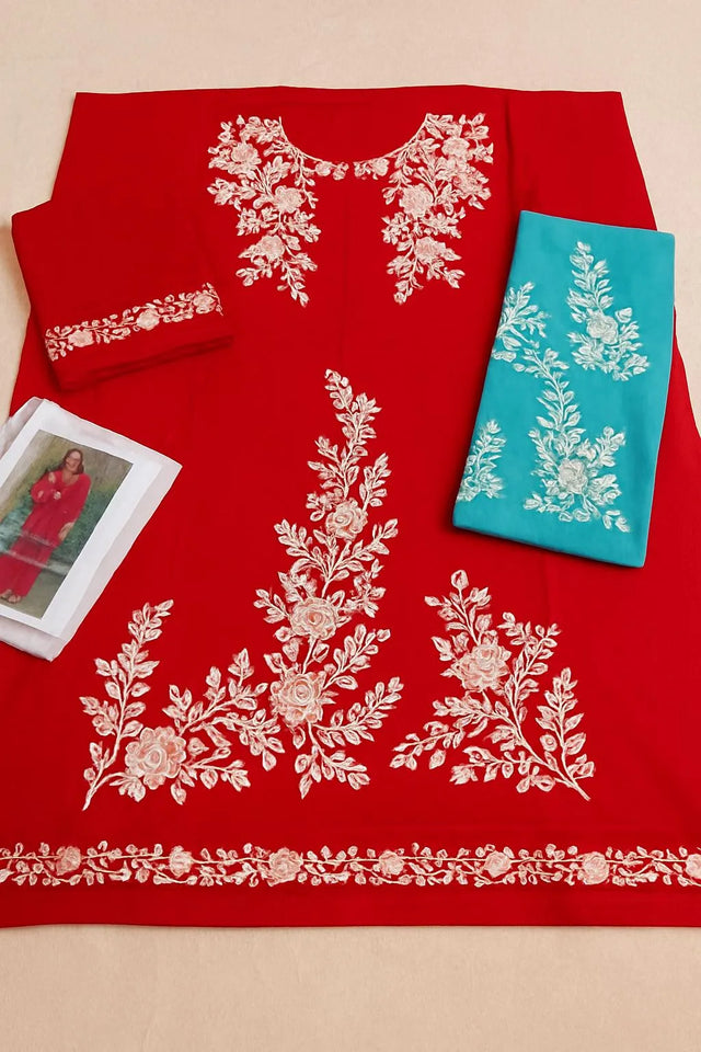 2 Pcs Women's Unstitched Embroidered Suit