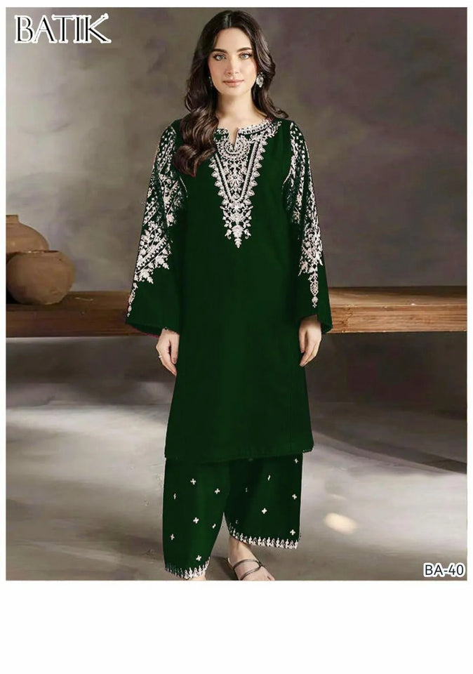 2 Pcs Women's Unstitched Embroidered Suit