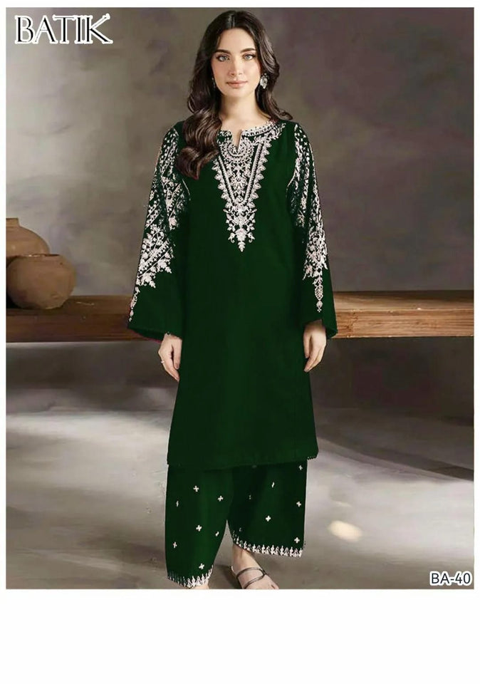 2 Pcs Women's Unstitched Embroidered Suit