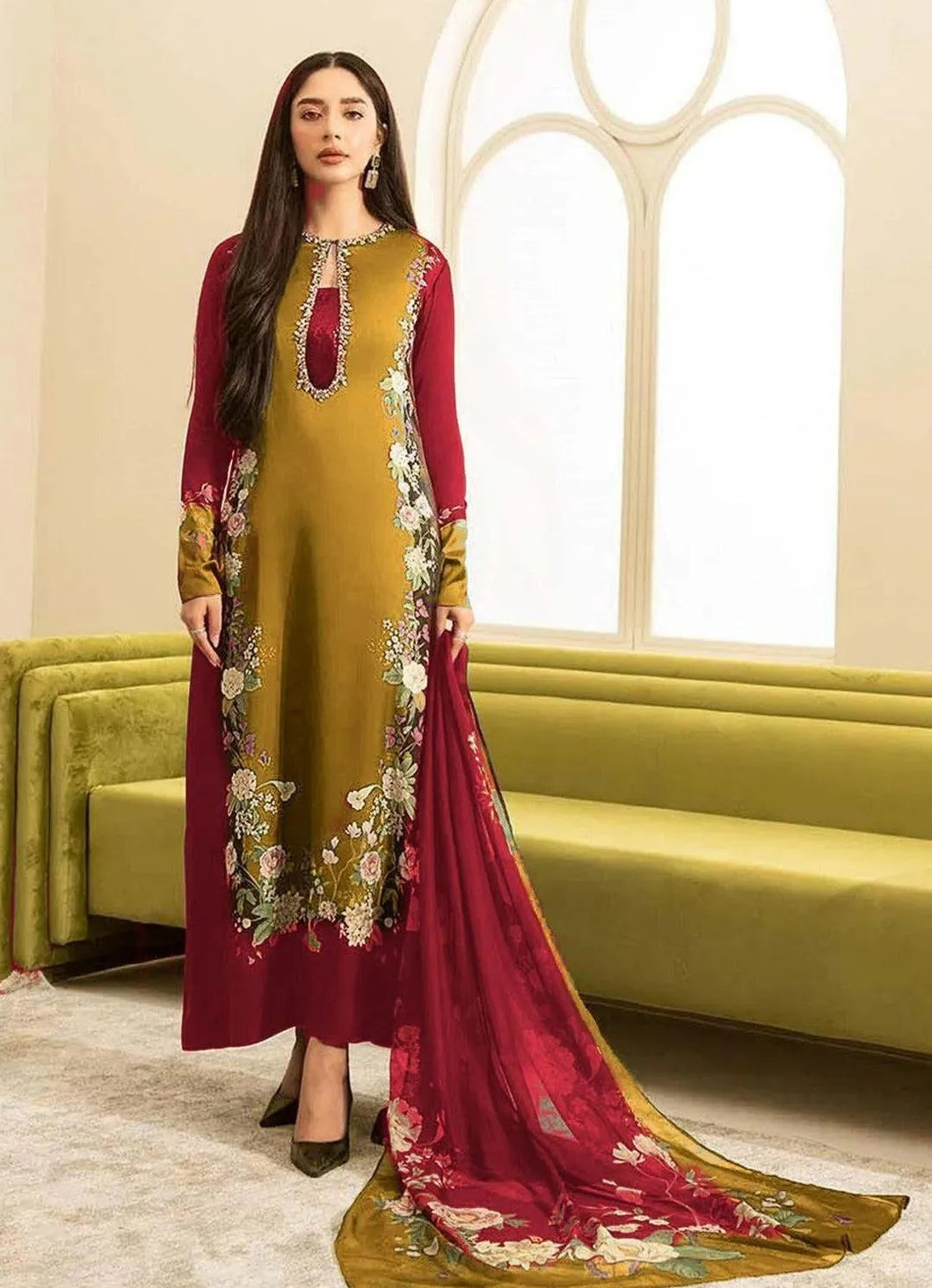 3 Pcs Women's Unstitched Digital Print Suit