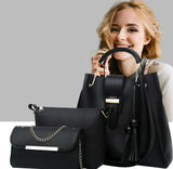 Women's PU Leather Plain Hand Bag Set
