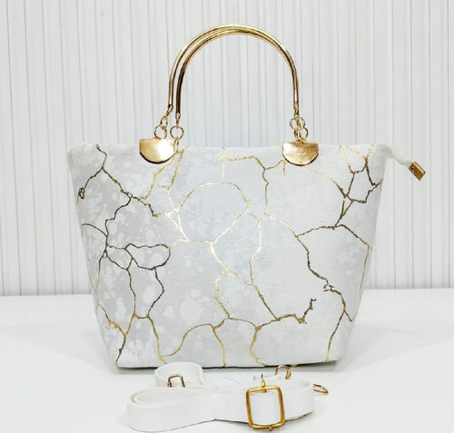 Chic Girl's Velvet Printed Hand Bag - 1 Pc