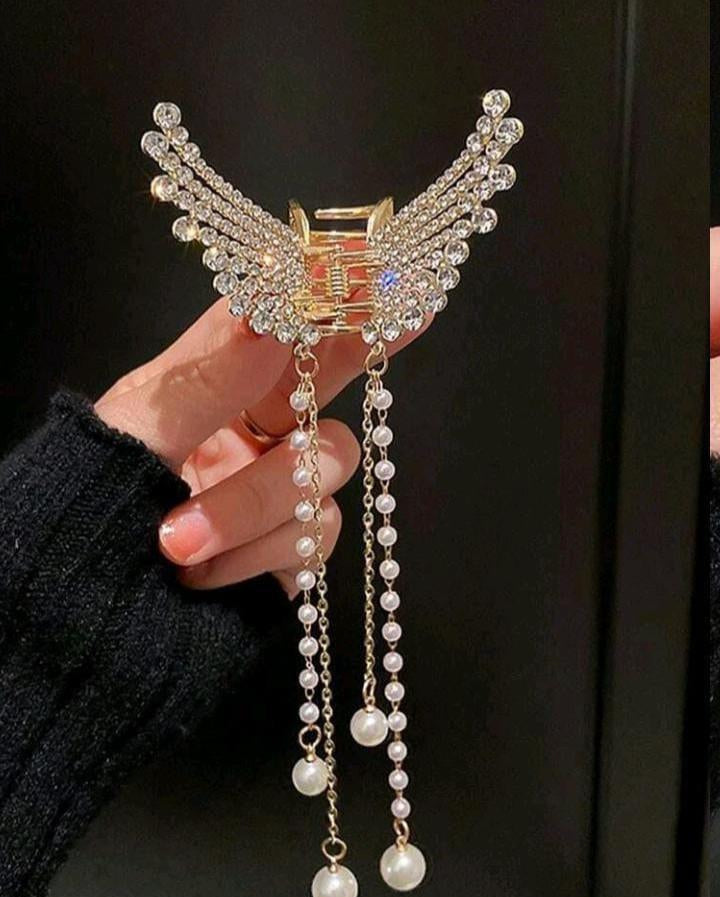 Butterfly Design Gold Plated Artificial Stones Hair Claw