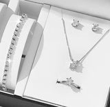 Bridal Silver Plated Rhinestone Necklace And Bracelet Set